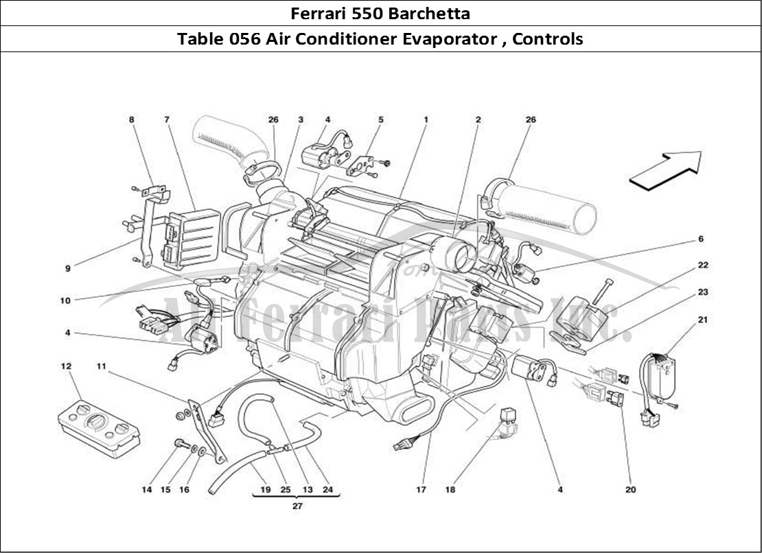 Ferrari Parts Ferrari 550 Barchetta Page 056 Evaporator Unit and Contr