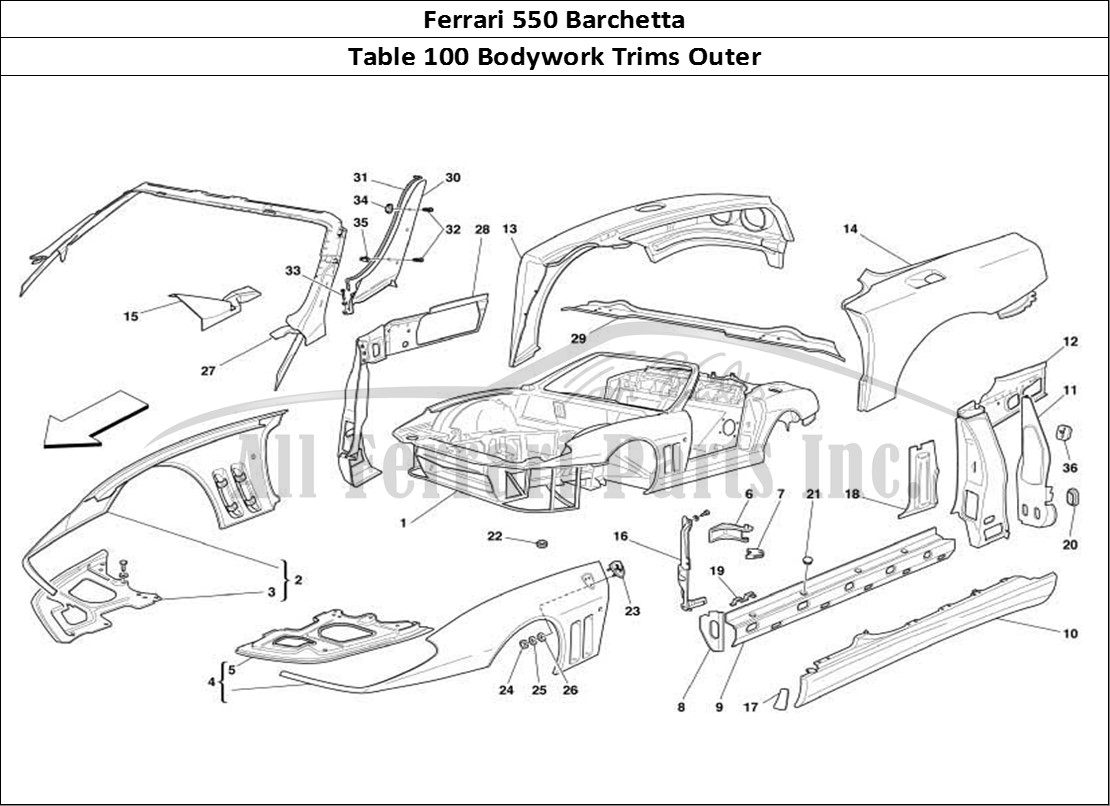Ferrari Parts Ferrari 550 Barchetta Page 100 Body - Outer Trims
