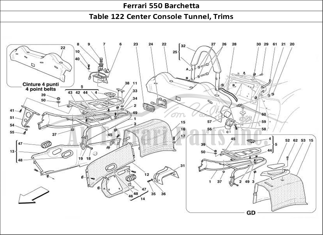 Ferrari Parts Ferrari 550 Barchetta Page 122 Tunnel - Inner Trims