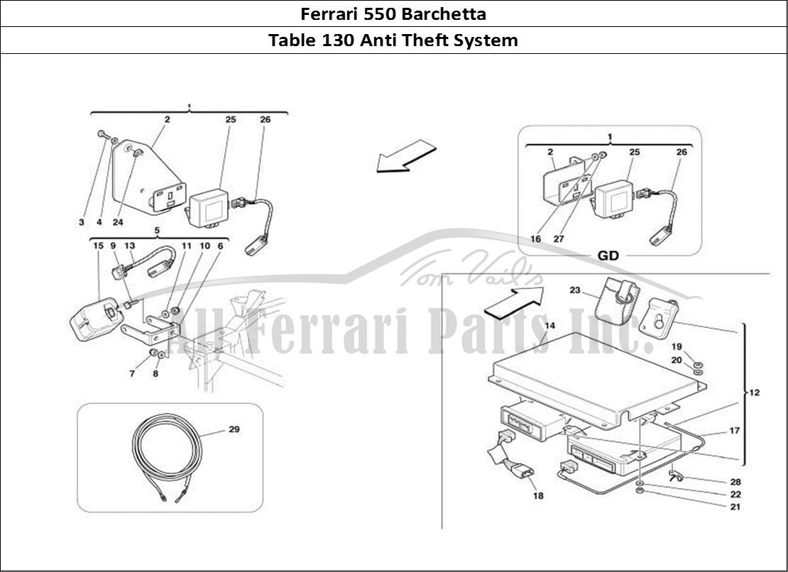 Ferrari Parts Ferrari 550 Barchetta Page 130 Anti Theft Electrical Boa