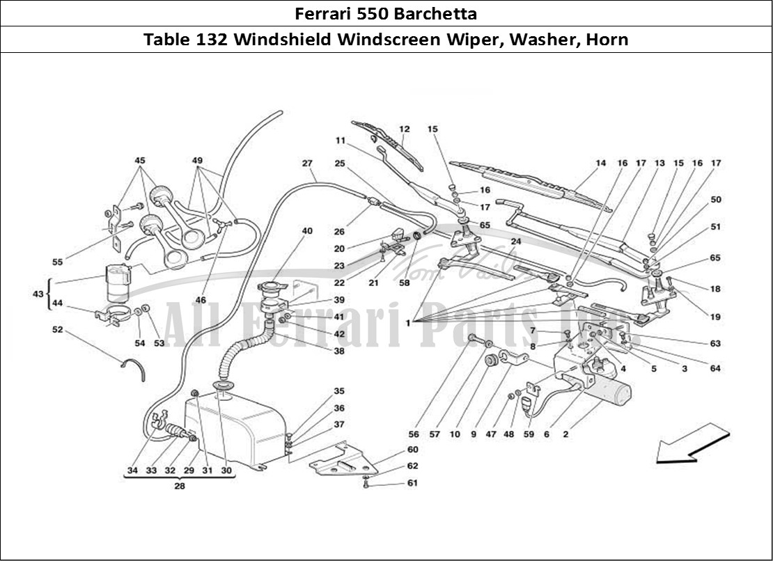 Ferrari Parts Ferrari 550 Barchetta Page 132 Windscreen Wiper, Windscr