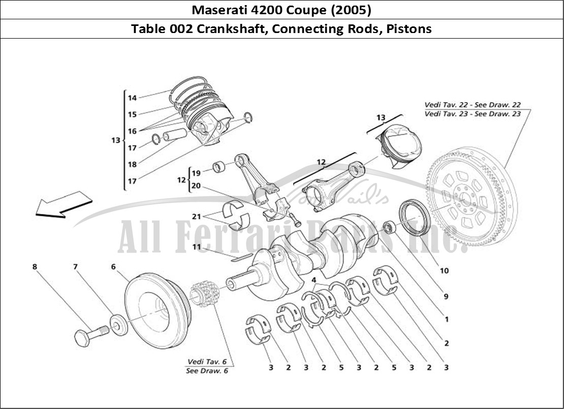 Ferrari Parts Maserati 4200 Coupe (2005) Page 002 Crankshaft Conrods and Pi