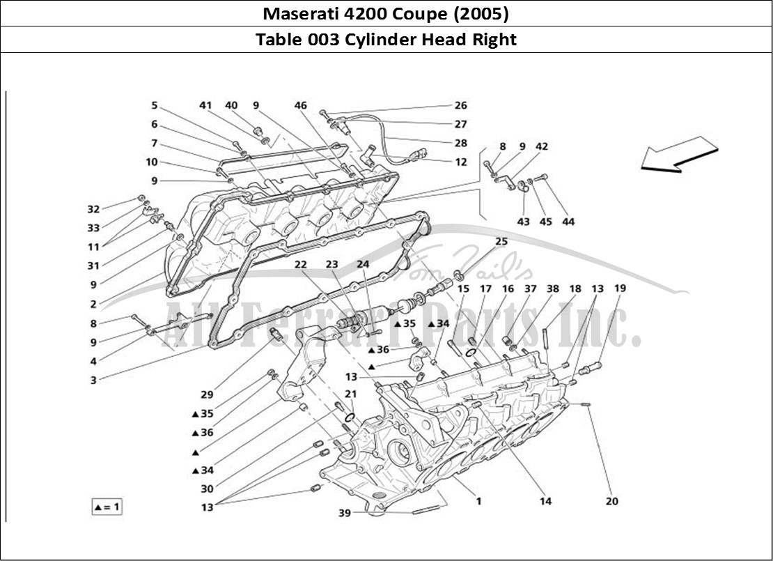 Ferrari Parts Maserati 4200 Coupe (2005) Page 003 R.H. Cylinder Head