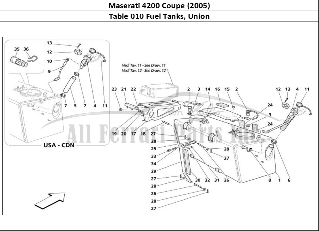 Ferrari Parts Maserati 4200 Coupe (2005) Page 010 Fuel Tanks and Union