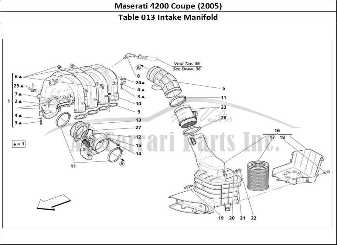 Ferrari Parts Maserati 4200 Coupe (2005) Page 013 Air Intake Manifold