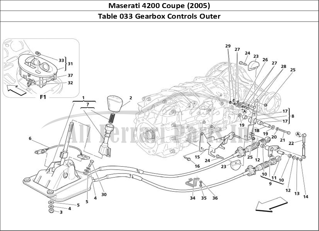 Ferrari Parts Maserati 4200 Coupe (2005) Page 033 Outer Gearbox Controls