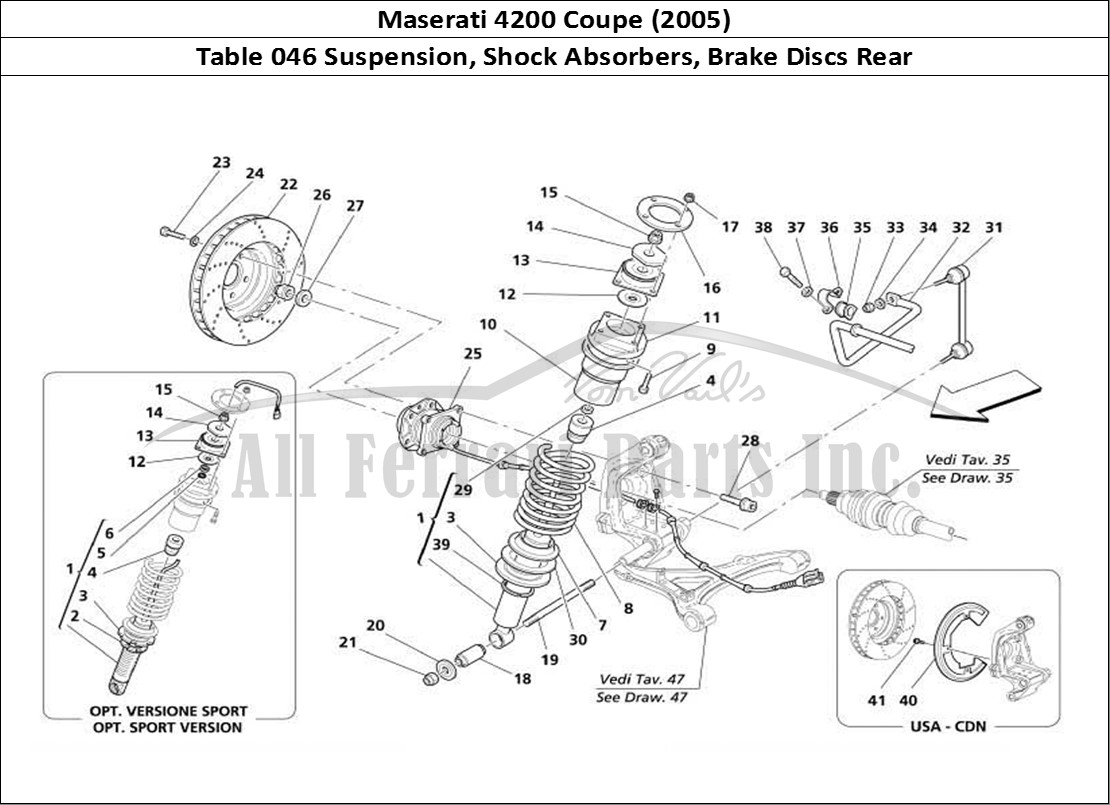 Ferrari Parts Maserati 4200 Coupe (2005) Page 046 Rear Suspension - Shock A
