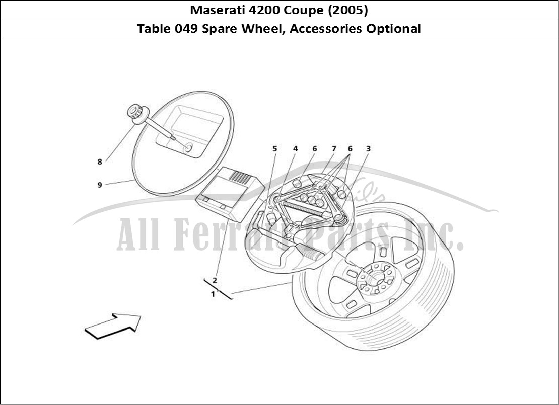 Ferrari Parts Maserati 4200 Coupe (2005) Page 049 Spare Wheel and Equipment