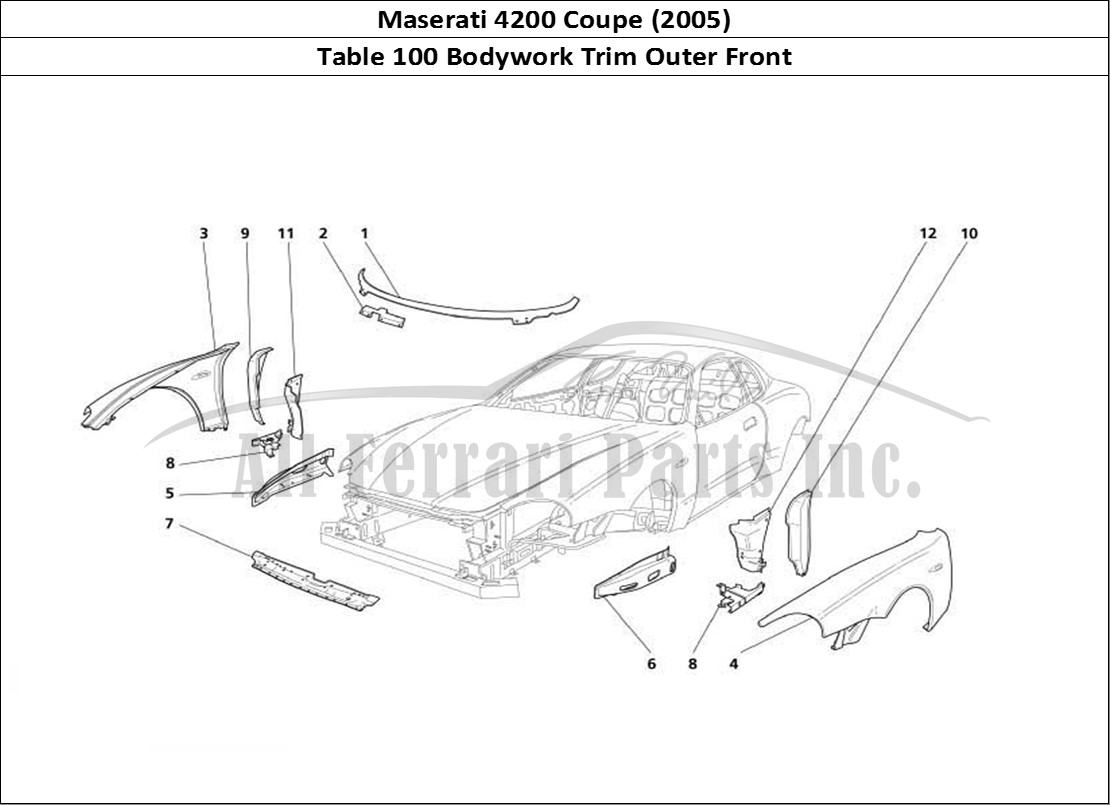 Ferrari Parts Maserati 4200 Coupe (2005) Page 100 Body - Front Outer Trims