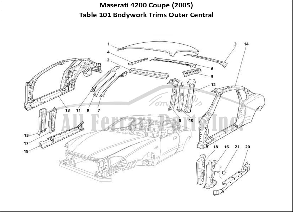 Ferrari Parts Maserati 4200 Coupe (2005) Page 101 Boby - Central Outer Trim