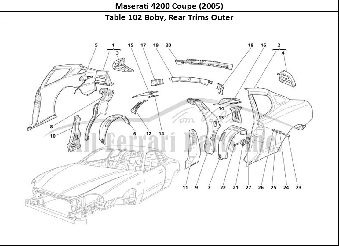 Ferrari Parts Maserati 4200 Coupe (2005) Page 102 Boby - Rear Outer Trims