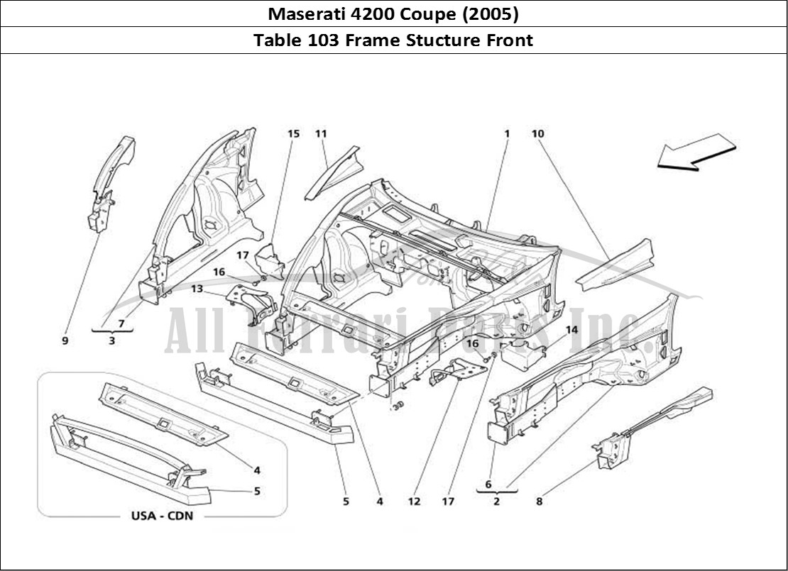Ferrari Parts Maserati 4200 Coupe (2005) Page 103 Front Structure