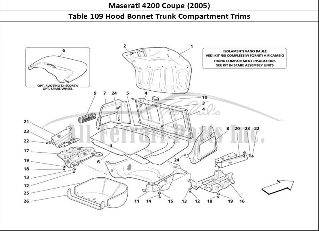 Ferrari Parts Maserati 4200 Coupe (2005) Page 109 Trunk Hood Compartment Tr