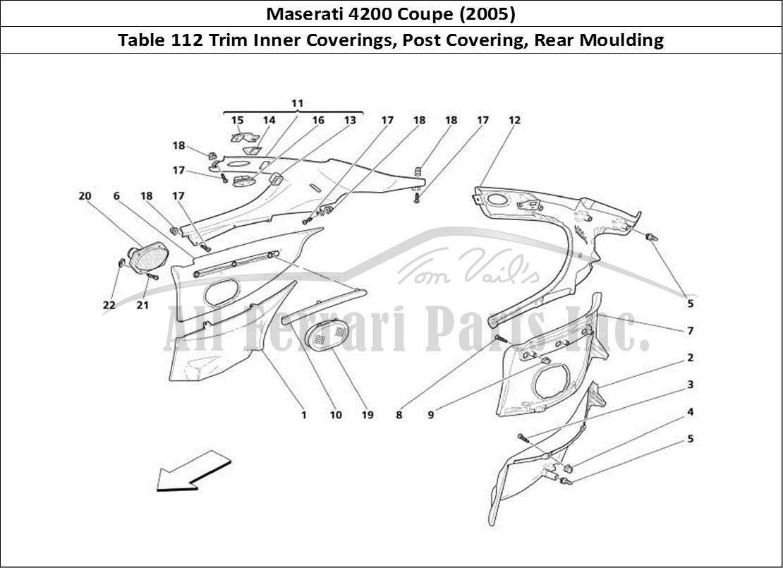 Ferrari Parts Maserati 4200 Coupe (2005) Page 112 Inner Coverings - Post Co