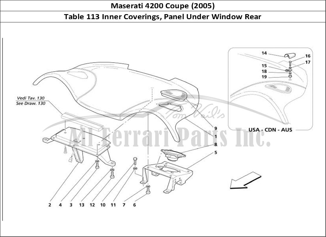 Ferrari Parts Maserati 4200 Coupe (2005) Page 113 Inner Coverings - Rear Un