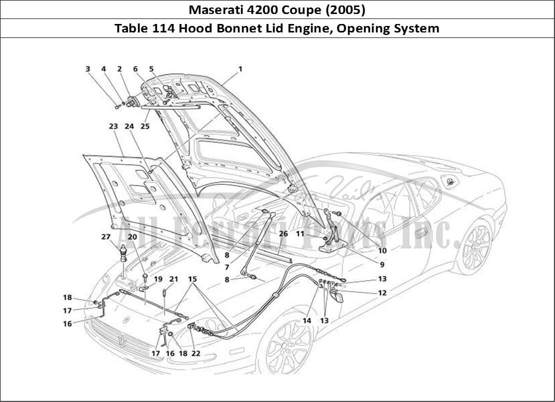 Ferrari Parts Maserati 4200 Coupe (2005) Page 114 Engine Bonnet and Opening