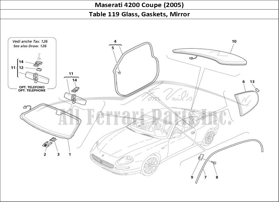 Ferrari Parts Maserati 4200 Coupe (2005) Page 119 Glasses - Gaskets and Inn