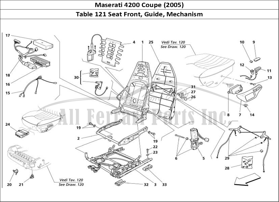 Ferrari Parts Maserati 4200 Coupe (2005) Page 121 Front Seat - Guide and Mo
