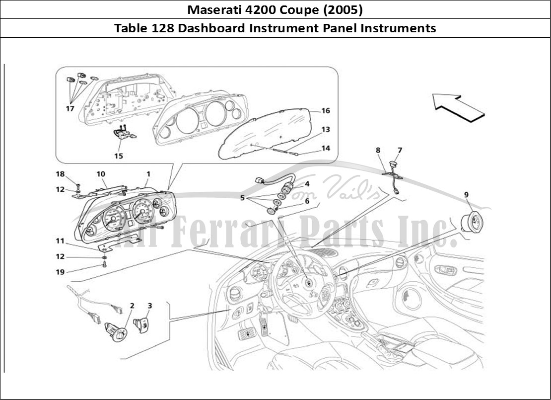 Ferrari Parts Maserati 4200 Coupe (2005) Page 128 Dashboard Instruments