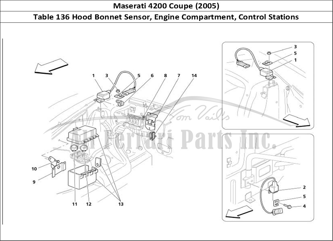 Ferrari Parts Maserati 4200 Coupe (2005) Page 136 Engine Bonnet Sensor and