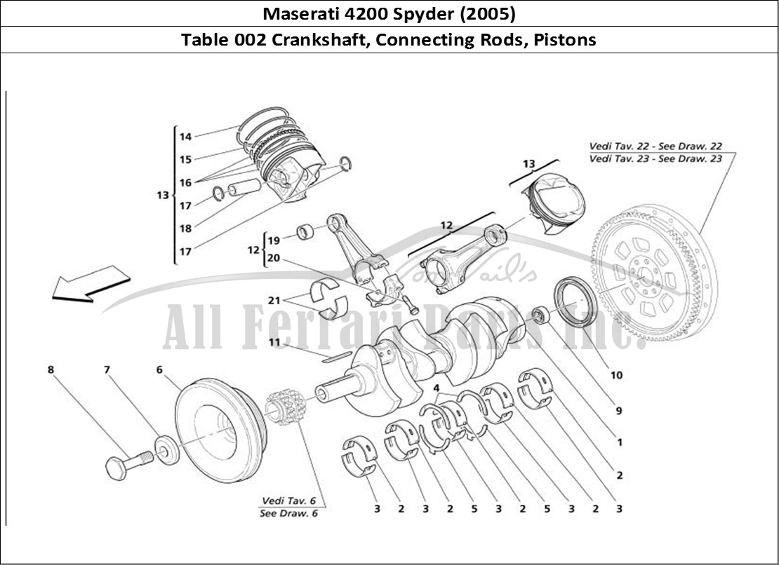 Ferrari Parts Maserati 4200 Spyder (2005) Page 002 Crankshaft Conrods and Pi