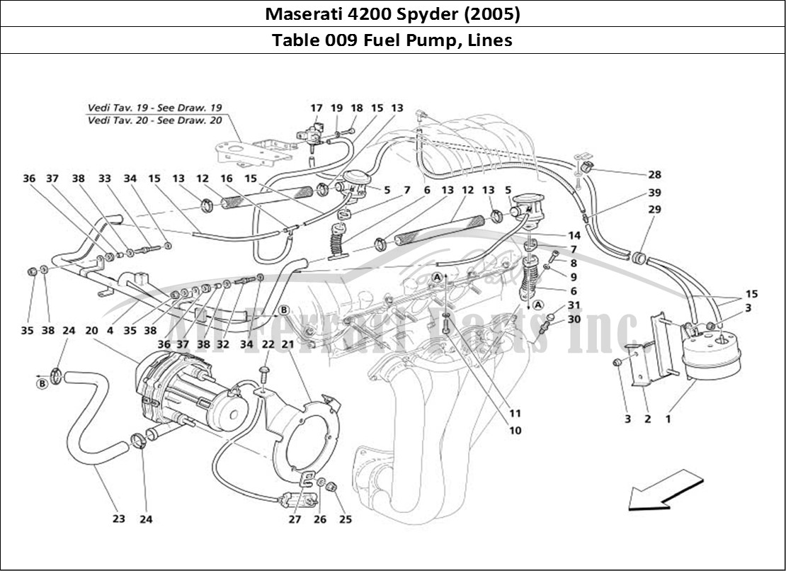 Ferrari Parts Maserati 4200 Spyder (2005) Page 009 Fuel Pump and Pipes