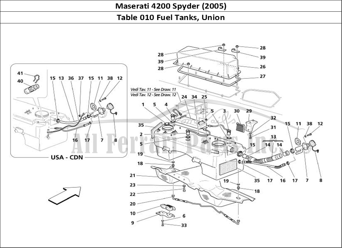 Ferrari Parts Maserati 4200 Spyder (2005) Page 010 Fuel Tanks and Union