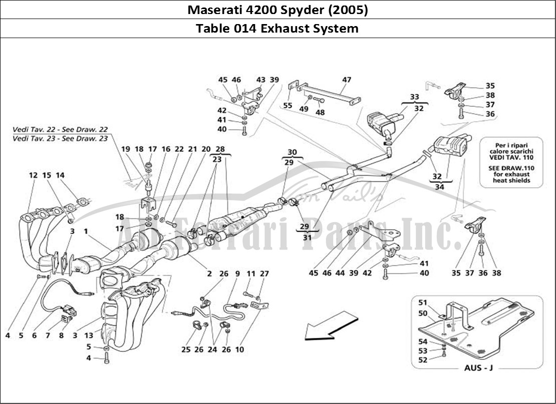 Ferrari Parts Maserati 4200 Spyder (2005) Page 014 Exhaust System