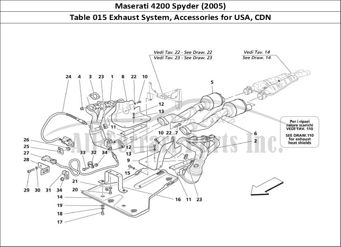 Ferrari Parts Maserati 4200 Spyder (2005) Page 015 Exhaust System -Variation