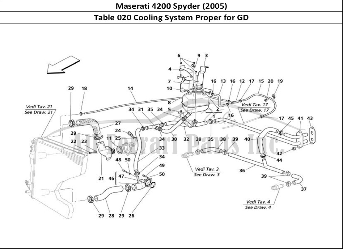 Ferrari Parts Maserati 4200 Spyder (2005) Page 020 Nourice - Cooling System