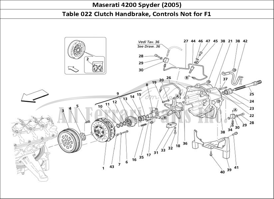 Ferrari Parts Maserati 4200 Spyder (2005) Page 022 Clutch and Controls -Not