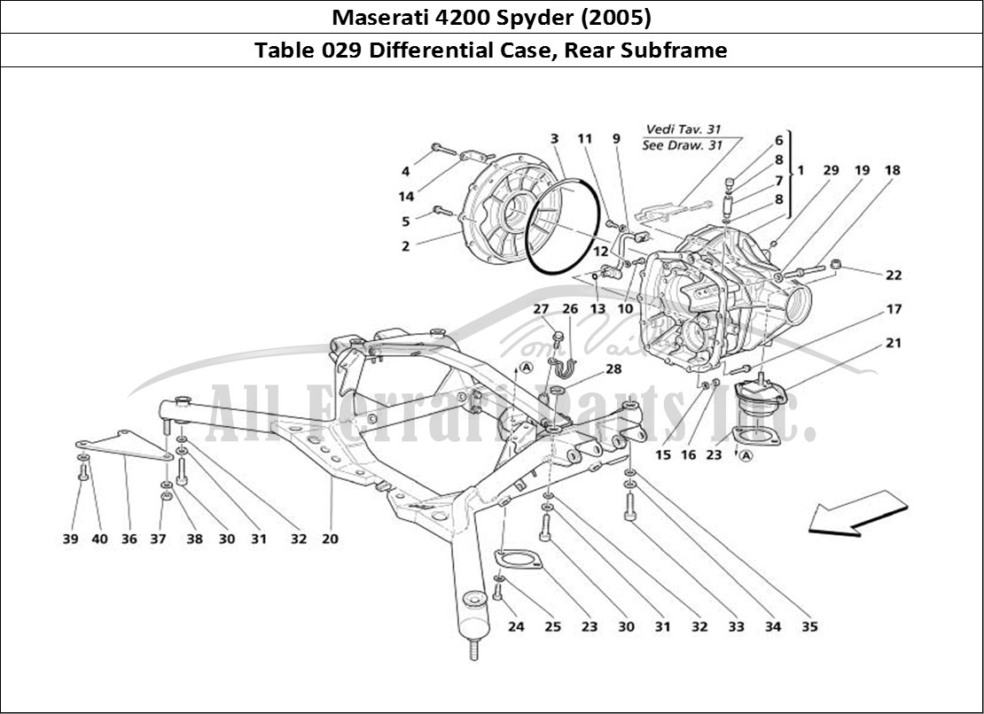 Ferrari Parts Maserati 4200 Spyder (2005) Page 029 Differential Box - Rear U