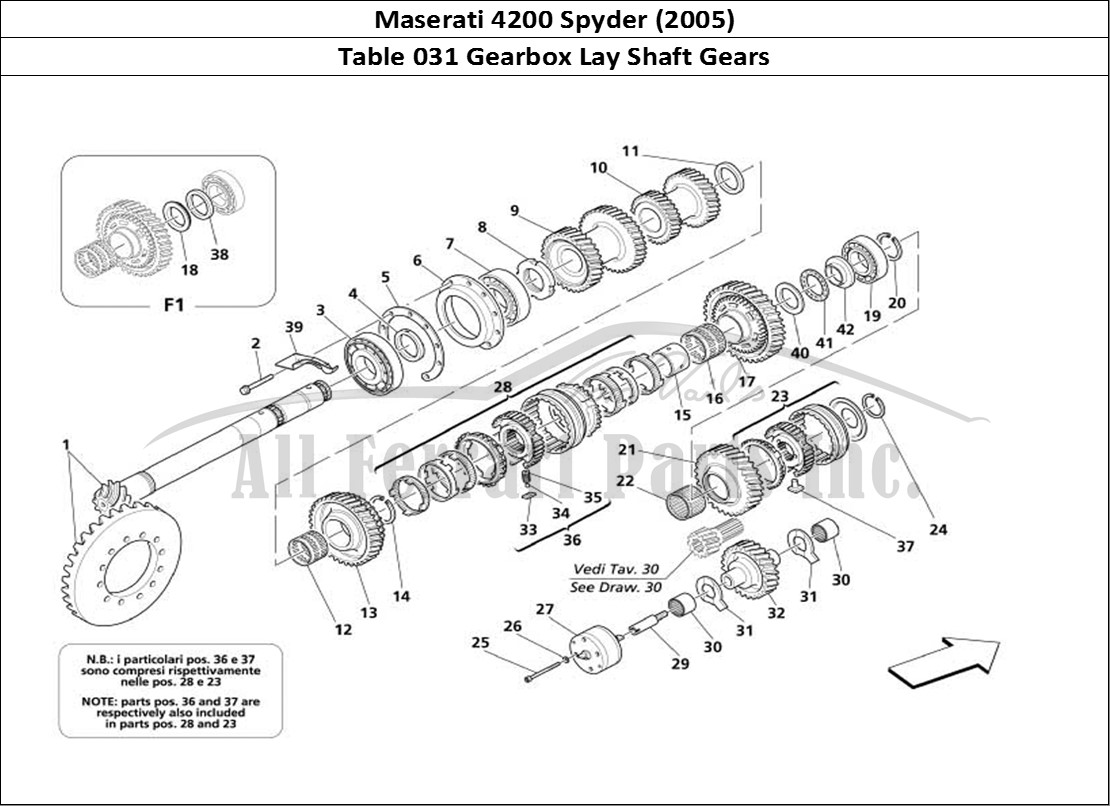 Ferrari Parts Maserati 4200 Spyder (2005) Page 031 Lay Shaft Gears
