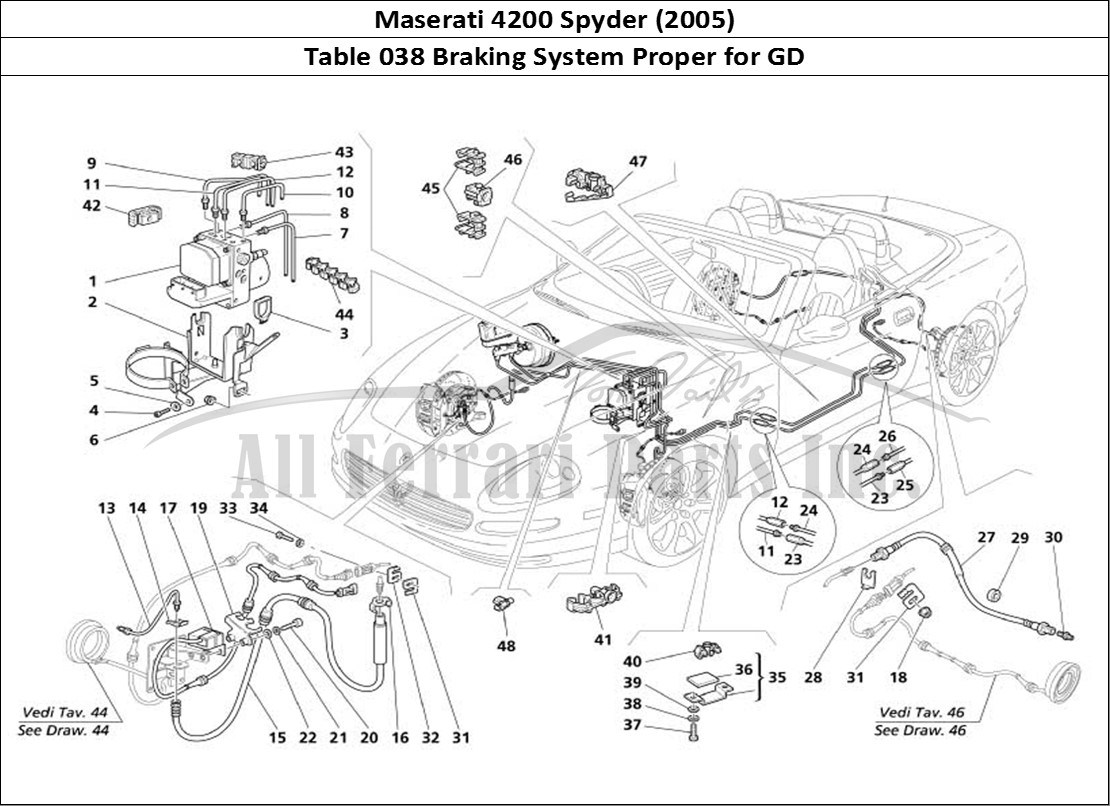 Ferrari Parts Maserati 4200 Spyder (2005) Page 038 Braking System -Valid for