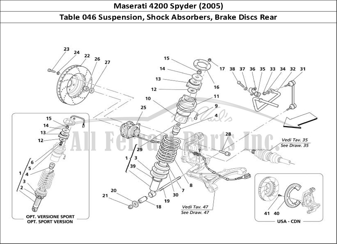 Ferrari Parts Maserati 4200 Spyder (2005) Page 046 Rear Suspension - Shock A