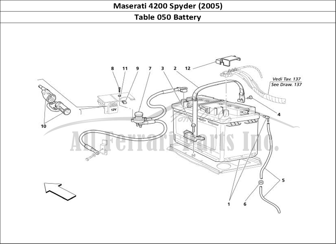 Ferrari Parts Maserati 4200 Spyder (2005) Page 050 Battery