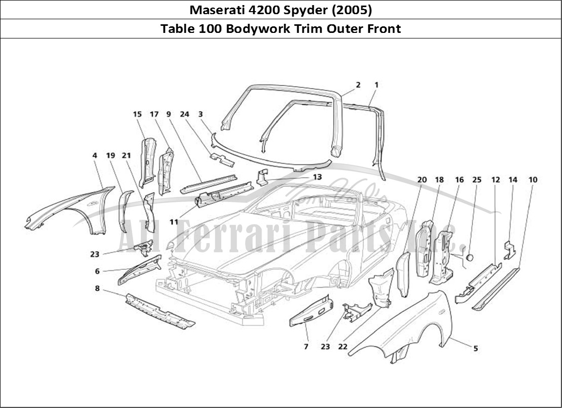 Ferrari Parts Maserati 4200 Spyder (2005) Page 100 Body - Front Outer Trims
