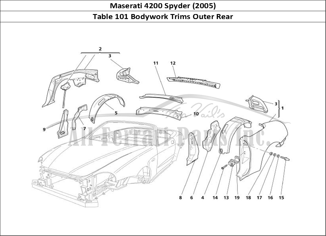 Ferrari Parts Maserati 4200 Spyder (2005) Page 101 Body Rear Outer Trims