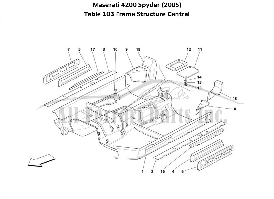 Ferrari Parts Maserati 4200 Spyder (2005) Page 103 Central Structure