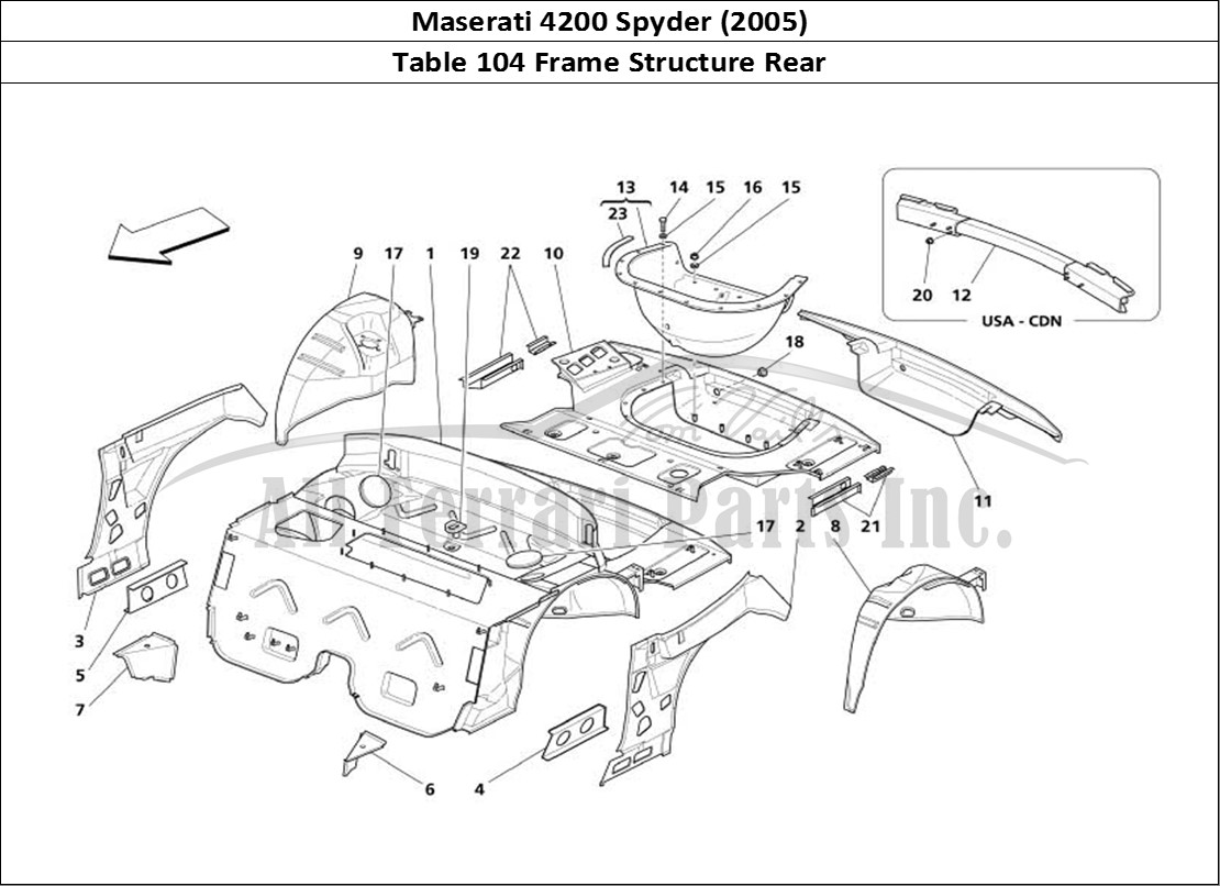 Ferrari Parts Maserati 4200 Spyder (2005) Page 104 Rear Structure