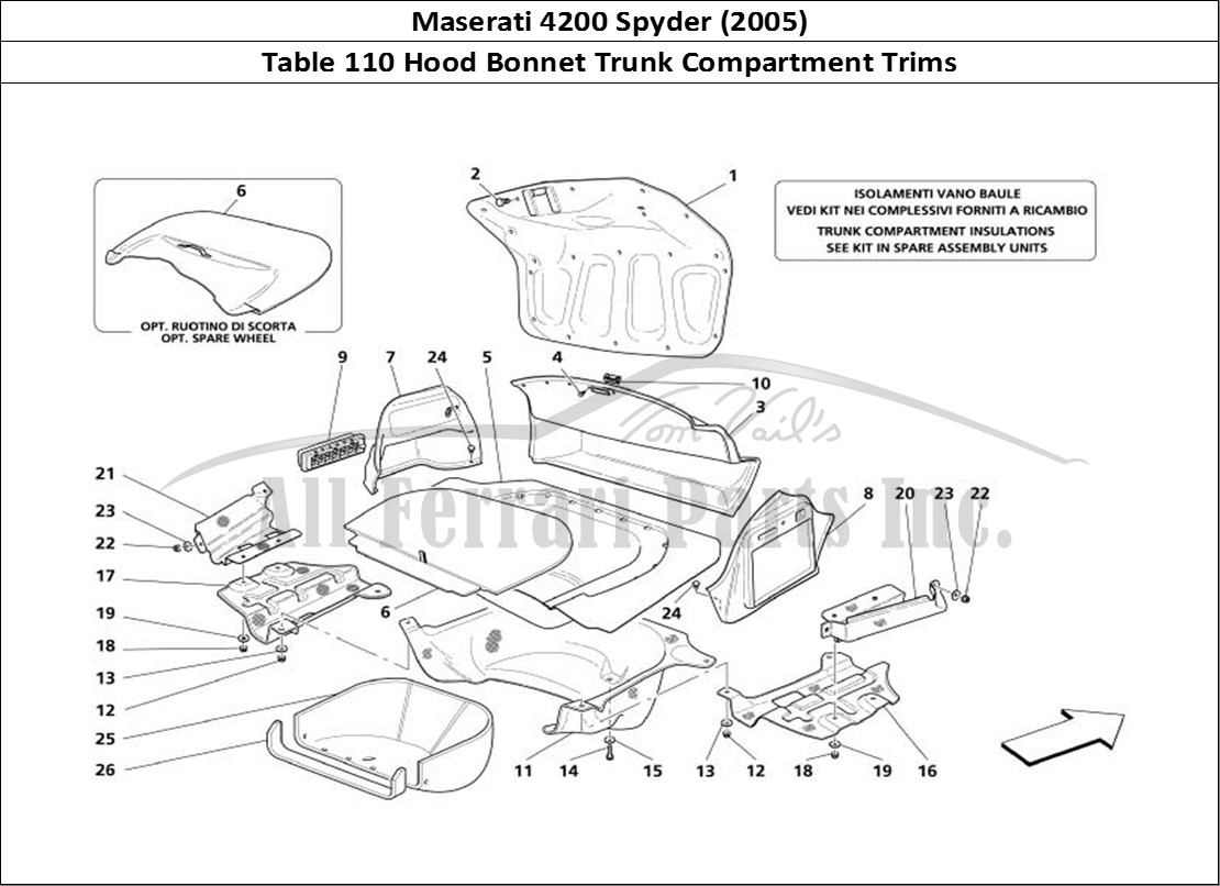 Ferrari Parts Maserati 4200 Spyder (2005) Page 110 Trunk Hood Compartment Tr