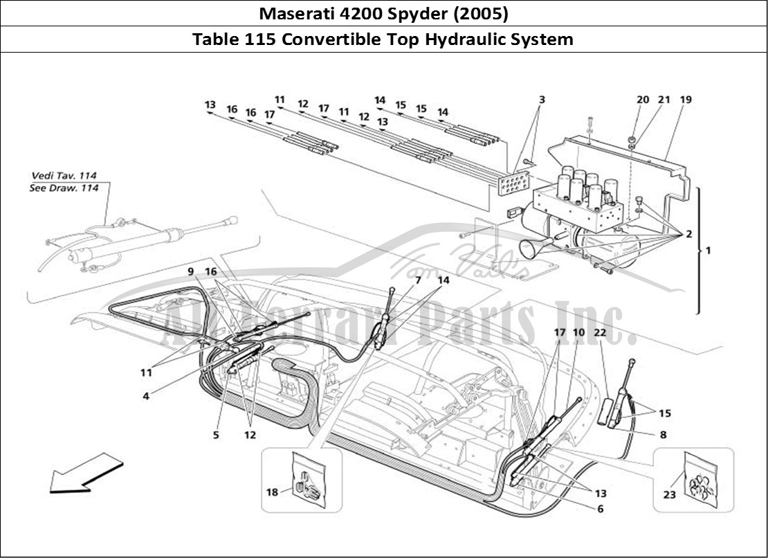 Ferrari Parts Maserati 4200 Spyder (2005) Page 115 Capote Hydraulic System