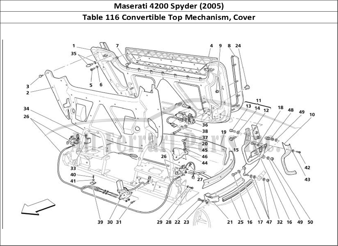 Ferrari Parts Maserati 4200 Spyder (2005) Page 116 Capote Closings and Cover