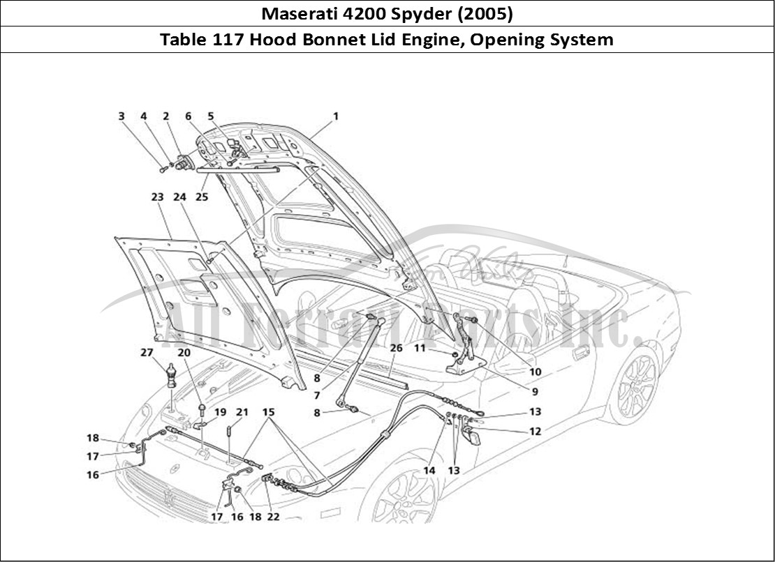 Ferrari Parts Maserati 4200 Spyder (2005) Page 117 Engine Bonnet and Opening