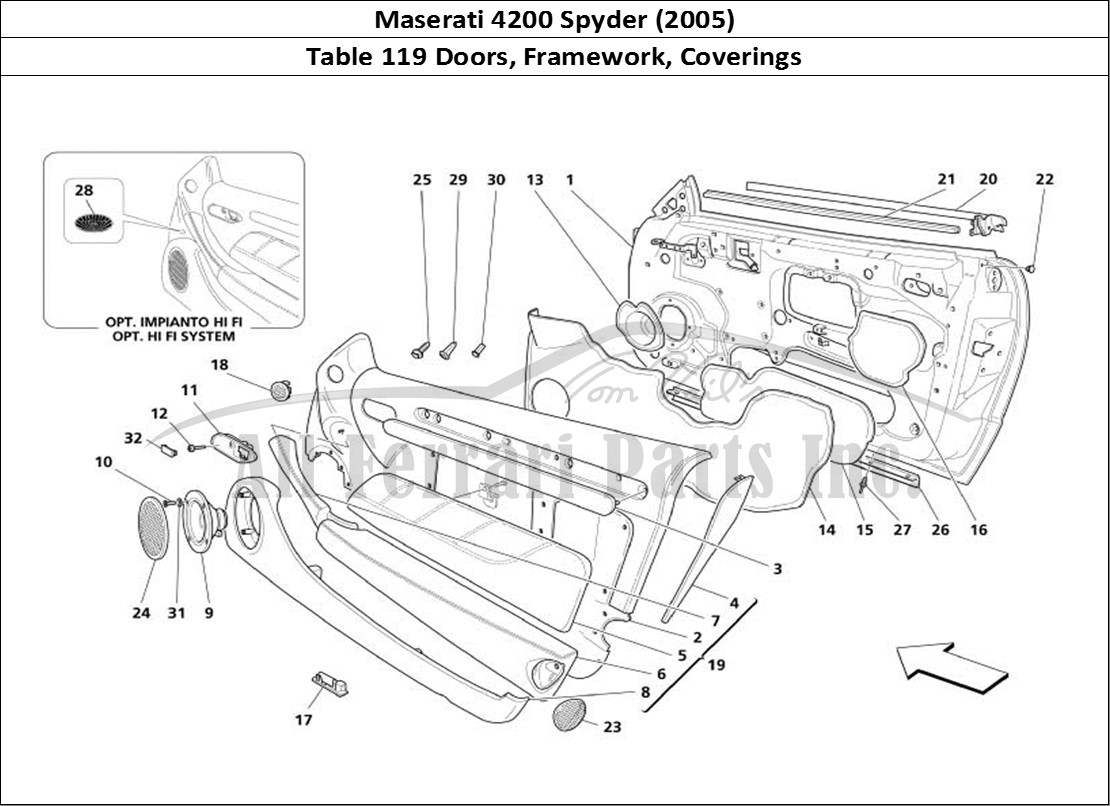 Ferrari Parts Maserati 4200 Spyder (2005) Page 119 Doors - Framework and Cov