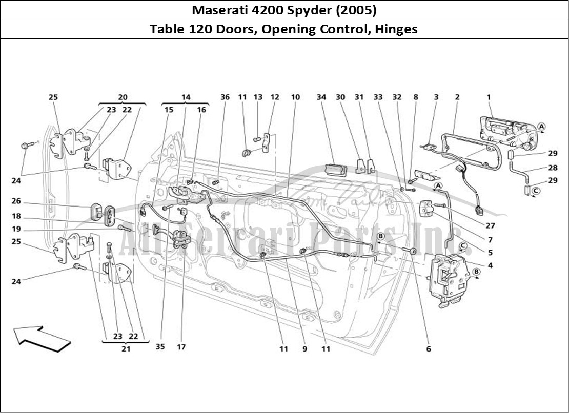 Ferrari Parts Maserati 4200 Spyder (2005) Page 120 Doors - Opening Control a