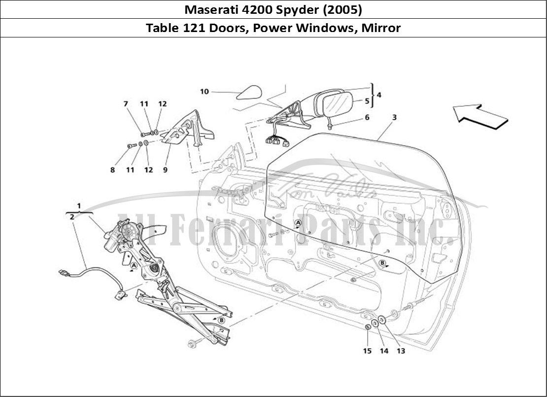 Ferrari Parts Maserati 4200 Spyder (2005) Page 121 Doors - Power Window and