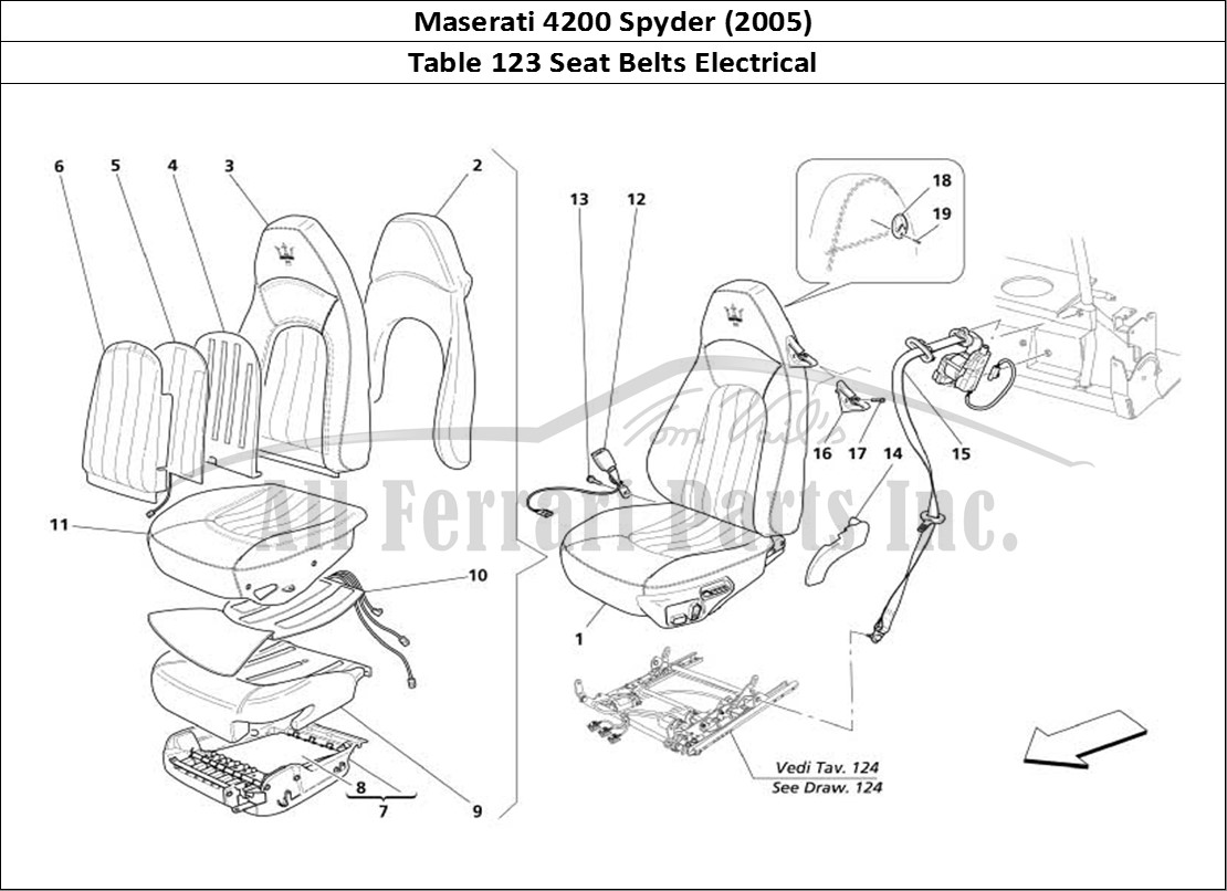 Ferrari Parts Maserati 4200 Spyder (2005) Page 123 Elecrical Seat-Safety Bel