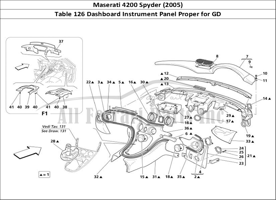 Ferrari Parts Maserati 4200 Spyder (2005) Page 126 Dashboard -Valid for GD-