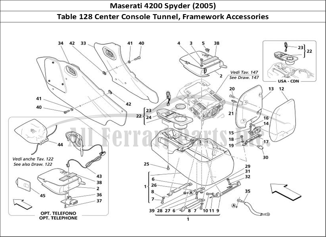 Ferrari Parts Maserati 4200 Spyder (2005) Page 128 Tunnel - Framework and Ac
